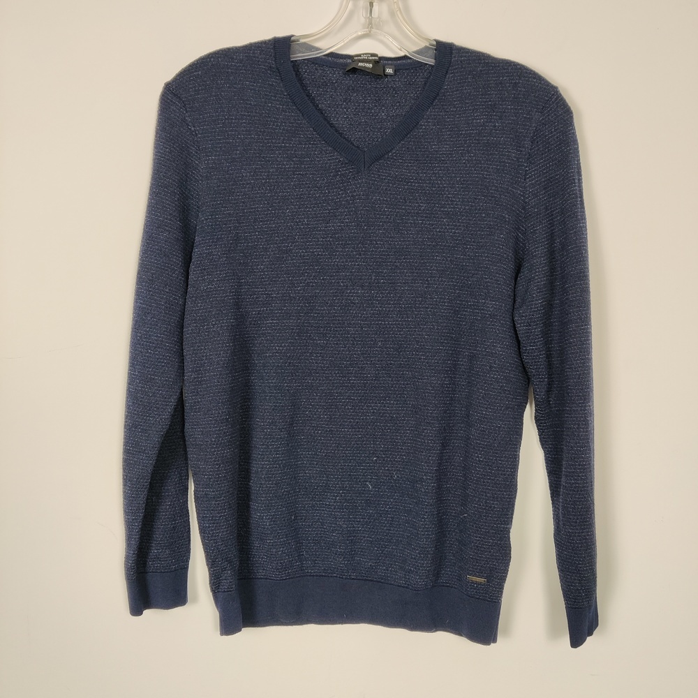 Hugo Boss Men's Extra Fine Merino Wool V-Neck Sweater XXL Quiet Luxury Old Money